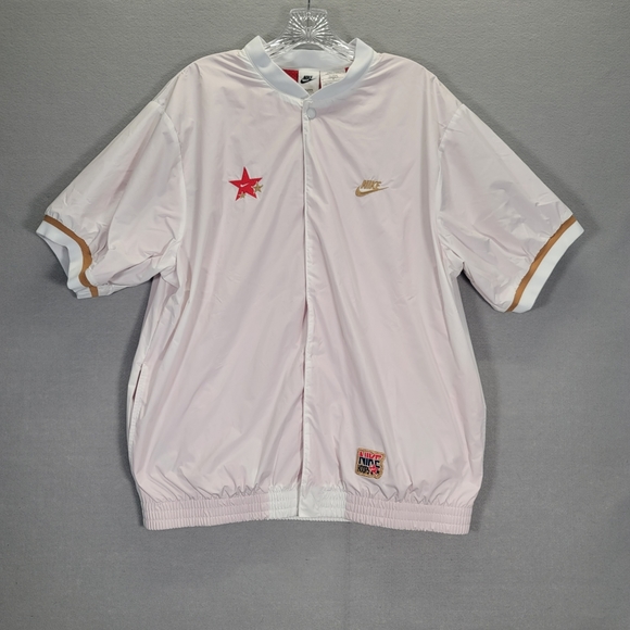 Nike Authentics Men’s  Warm-up Shirt Jacket Lined Snap Button White Size M - Picture 1 of 15